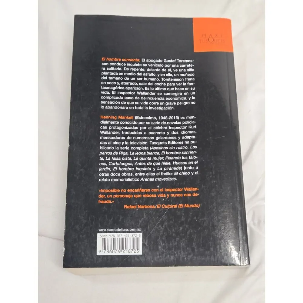 El Hombre Sonriente por Henning Mankell - Ed. TusQuets - Spanish C29
